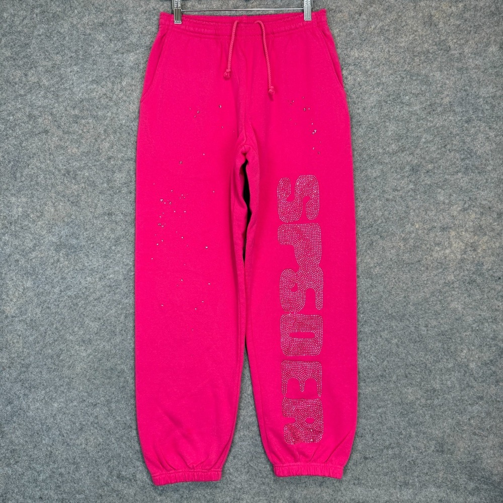 Sp5der Rhinestone Jogger Sweatpants Adult Small Pink Heavyweight Young Thug Rare